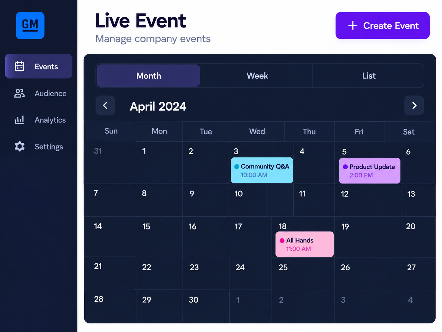 Representative concept for Broadcasting Event Platform